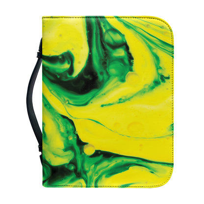 Yellow And Green Acid Melt Print Leather Bible Cover