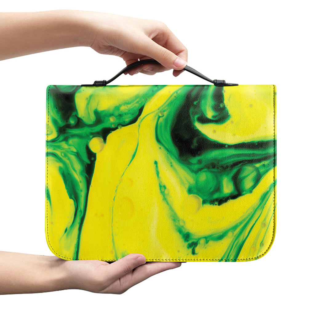 Yellow And Green Acid Melt Print Leather Bible Cover