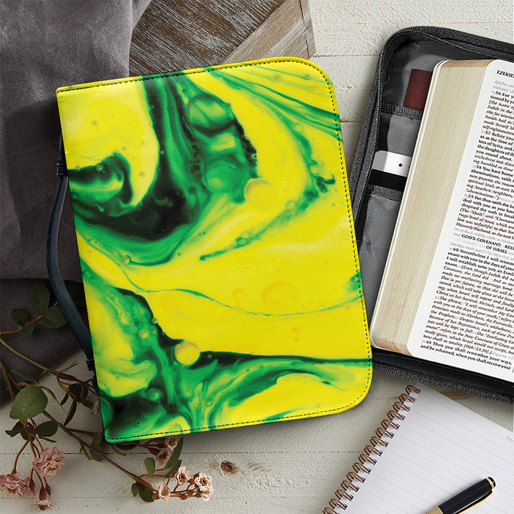Yellow And Green Acid Melt Print Leather Bible Cover