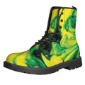 Yellow And Green Acid Melt Print Lace-Up Boots