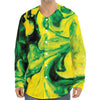 Yellow And Green Acid Melt Print Long Sleeve Baseball Jersey