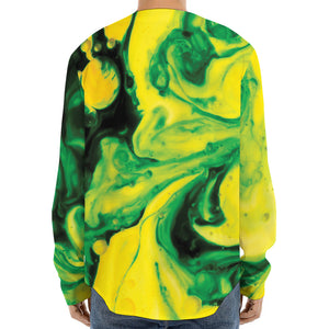 Yellow And Green Acid Melt Print Long Sleeve Baseball Jersey