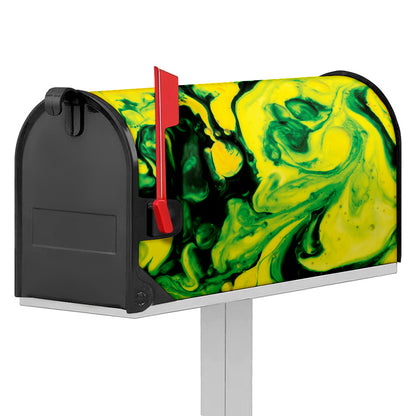 Yellow And Green Acid Melt Print Mailbox Cover