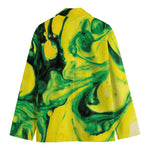 Yellow And Green Acid Melt Print Men's Blazer