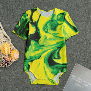 Yellow And Green Acid Melt Print Men's Bodysuit