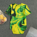 Yellow And Green Acid Melt Print Men's Bodysuit