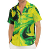 Yellow And Green Acid Melt Print Men's Deep V-Neck Shirt