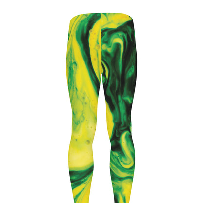 Yellow And Green Acid Melt Print Men's leggings
