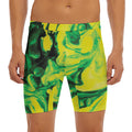 Yellow And Green Acid Melt Print Men's Long Boxer Briefs