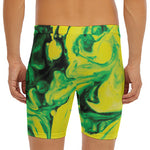 Yellow And Green Acid Melt Print Men's Long Boxer Briefs