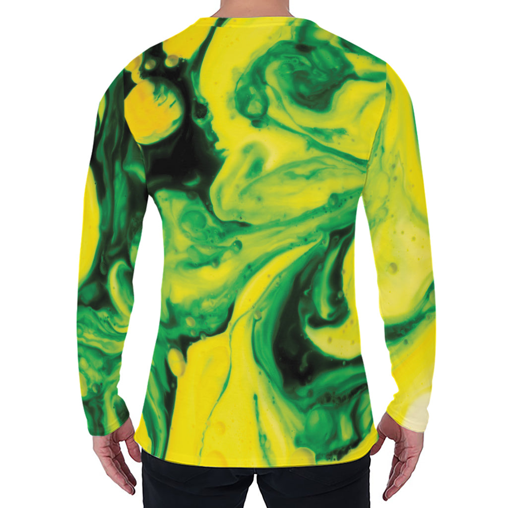 Yellow And Green Acid Melt Print Men's Long Sleeve T-Shirt