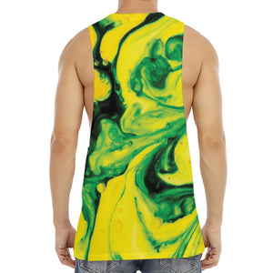 Yellow And Green Acid Melt Print Men's Muscle Tank Top