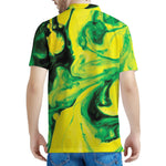 Yellow And Green Acid Melt Print Men's Polo Shirt