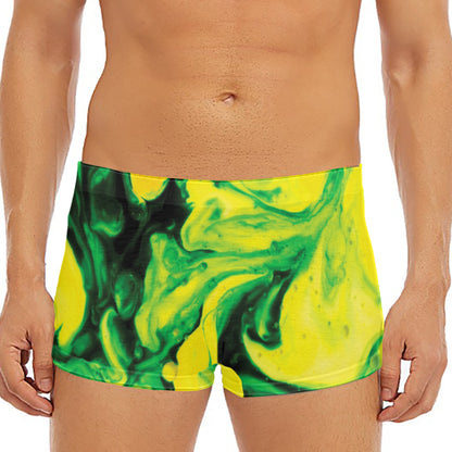 Yellow And Green Acid Melt Print Men's Short Boxer Briefs