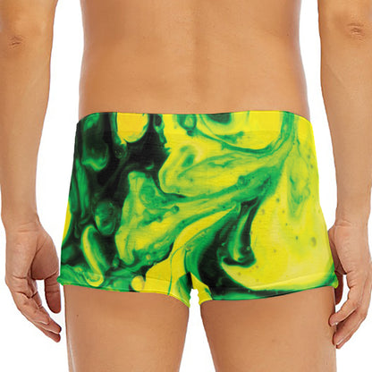 Yellow And Green Acid Melt Print Men's Short Boxer Briefs