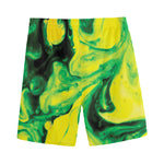 Yellow And Green Acid Melt Print Men's Sports Shorts