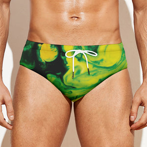 Yellow And Green Acid Melt Print Men's Swim Briefs