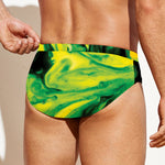 Yellow And Green Acid Melt Print Men's Swim Briefs