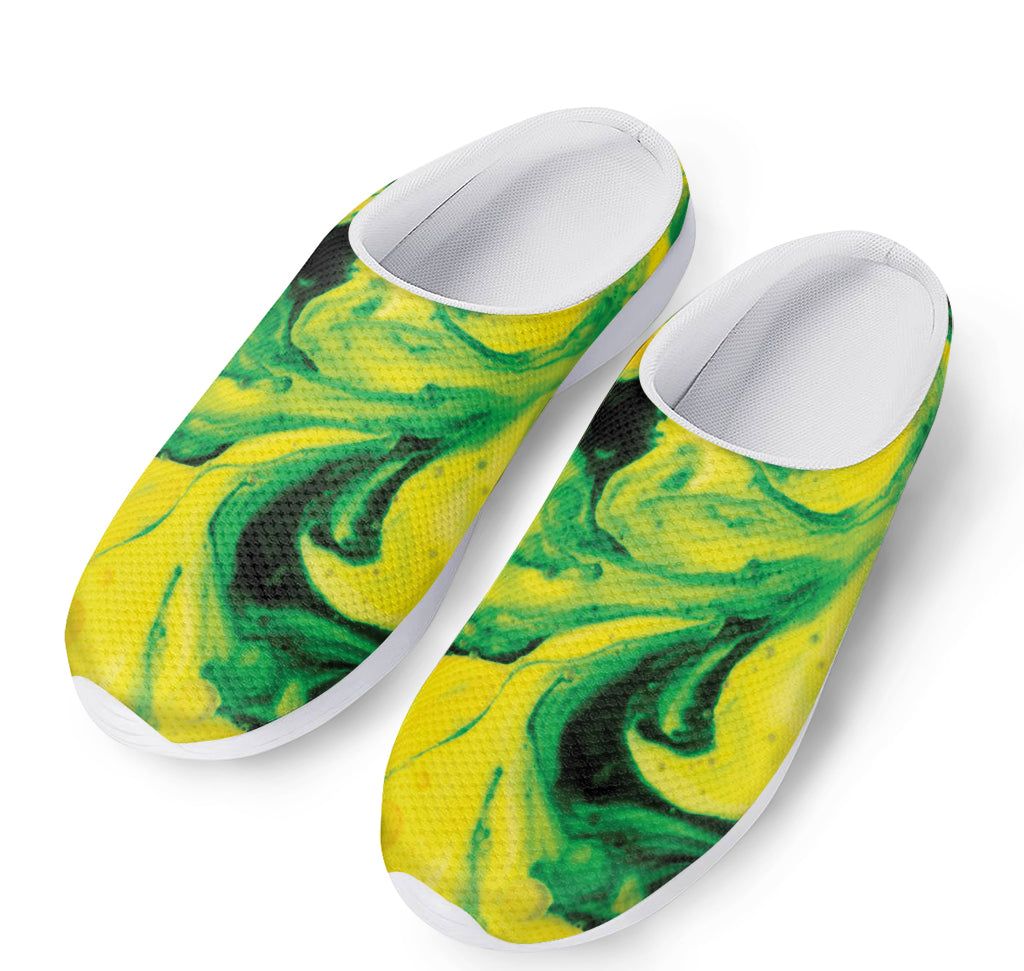 Yellow And Green Acid Melt Print Mesh Casual Shoes