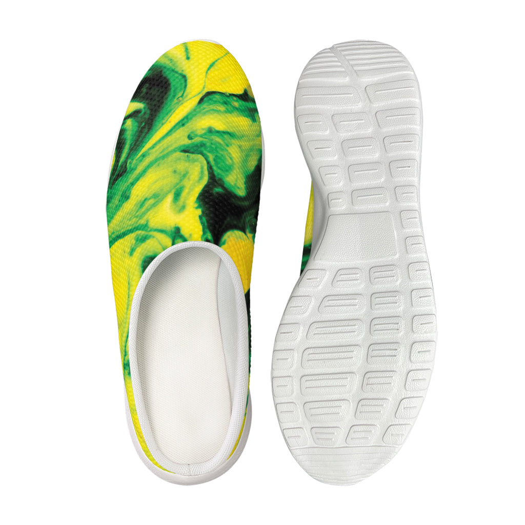 Yellow And Green Acid Melt Print Mesh Casual Shoes