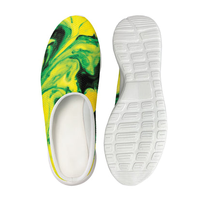 Yellow And Green Acid Melt Print Mesh Casual Shoes