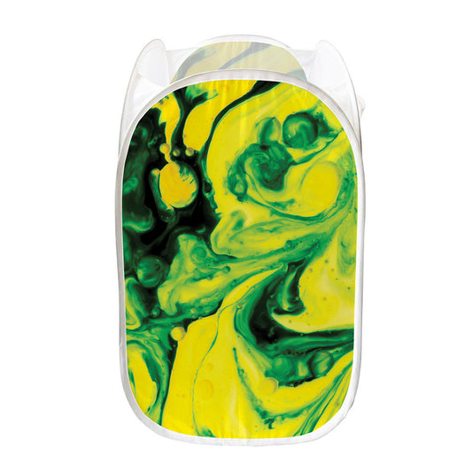 Yellow And Green Acid Melt Print Mesh Laundry Hamper