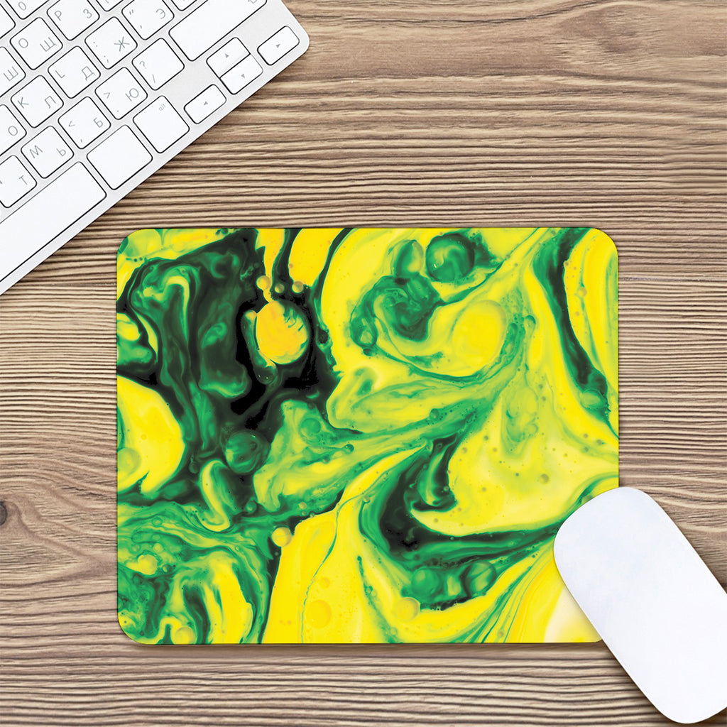 Yellow And Green Acid Melt Print Mouse Pad