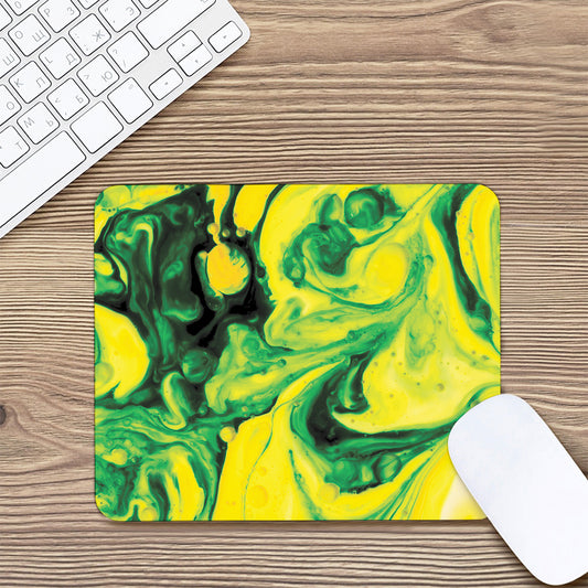 Yellow And Green Acid Melt Print Mouse Pad