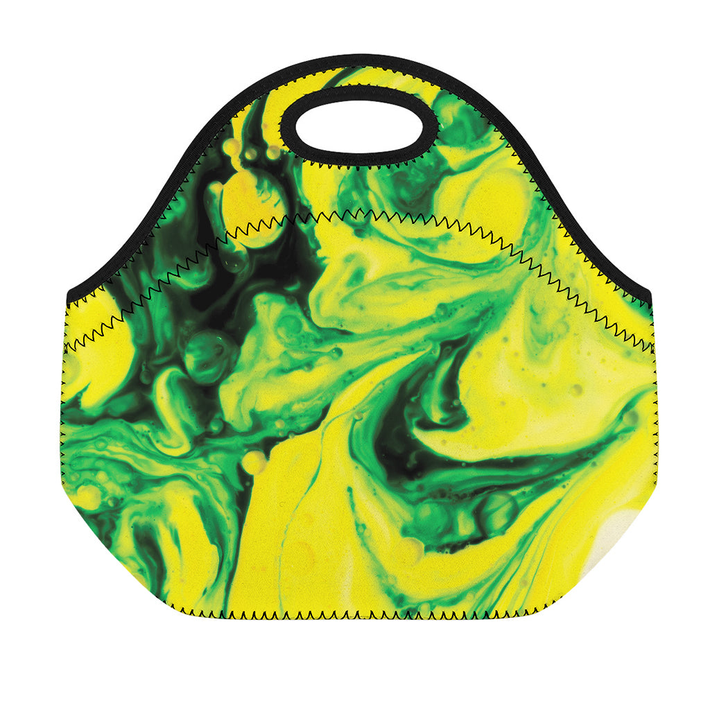 Yellow And Green Acid Melt Print Neoprene Lunch Bag