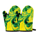 Yellow And Green Acid Melt Print Oven Mitts