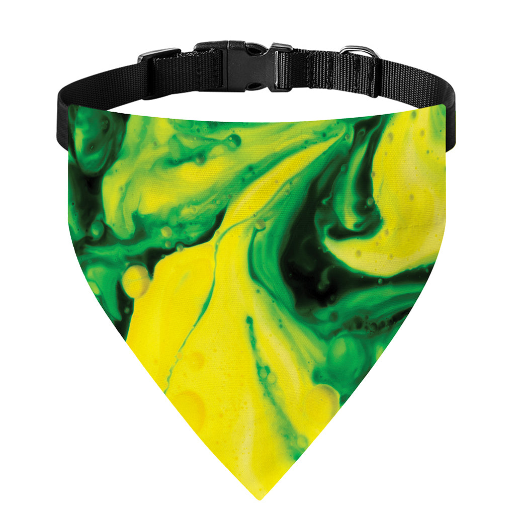 Yellow And Green Acid Melt Print Over The Collar Dog Bandana
