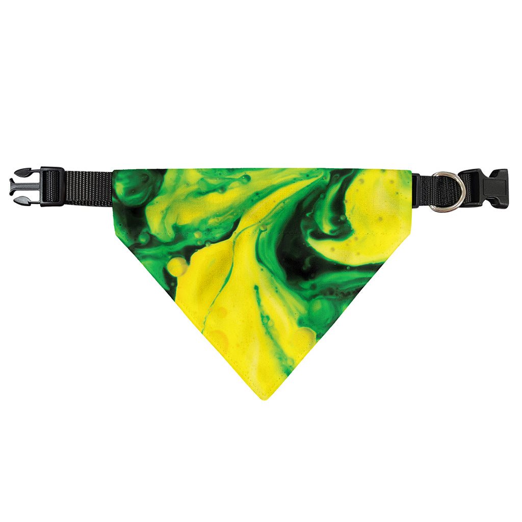 Yellow And Green Acid Melt Print Over The Collar Dog Bandana