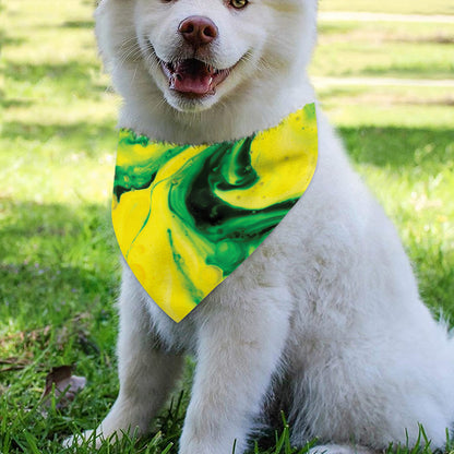 Yellow And Green Acid Melt Print Over The Collar Dog Bandana