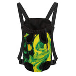Yellow And Green Acid Melt Print Pet Carrier Backpack