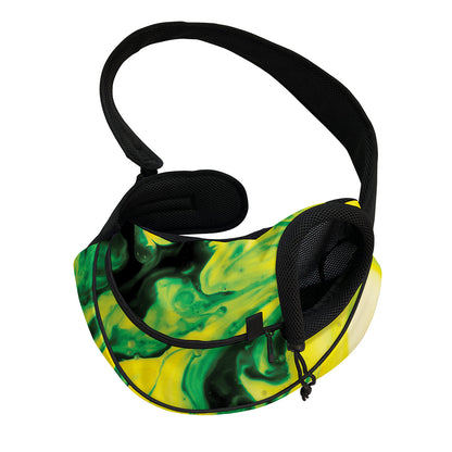 Yellow And Green Acid Melt Print Pet Sling Carrier