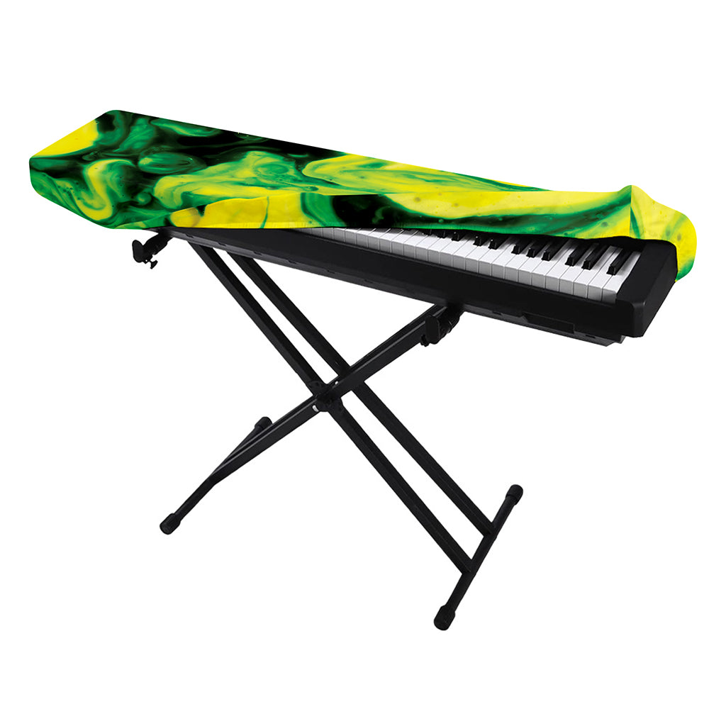 Yellow And Green Acid Melt Print Piano Keyboard Cover