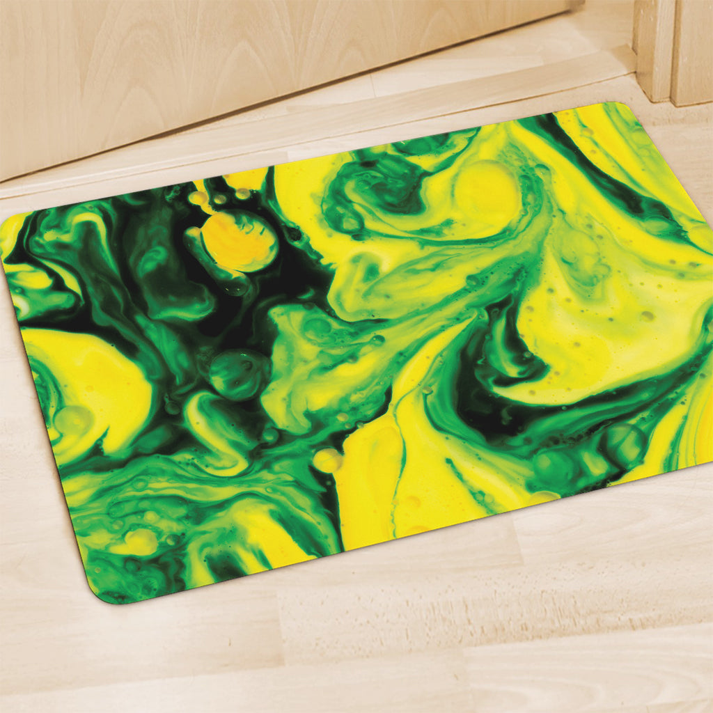 Yellow And Green Acid Melt Print Polyester Doormat