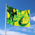 Yellow And Green Acid Melt Print Polyester Flag
