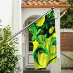 Yellow And Green Acid Melt Print Polyester Flag