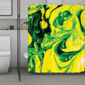 Yellow And Green Acid Melt Print Polyester Shower Curtain