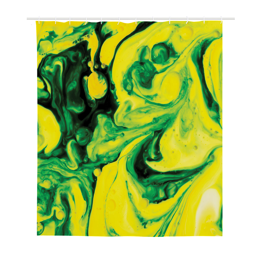 Yellow And Green Acid Melt Print Polyester Shower Curtain