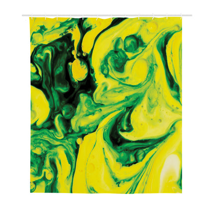 Yellow And Green Acid Melt Print Polyester Shower Curtain