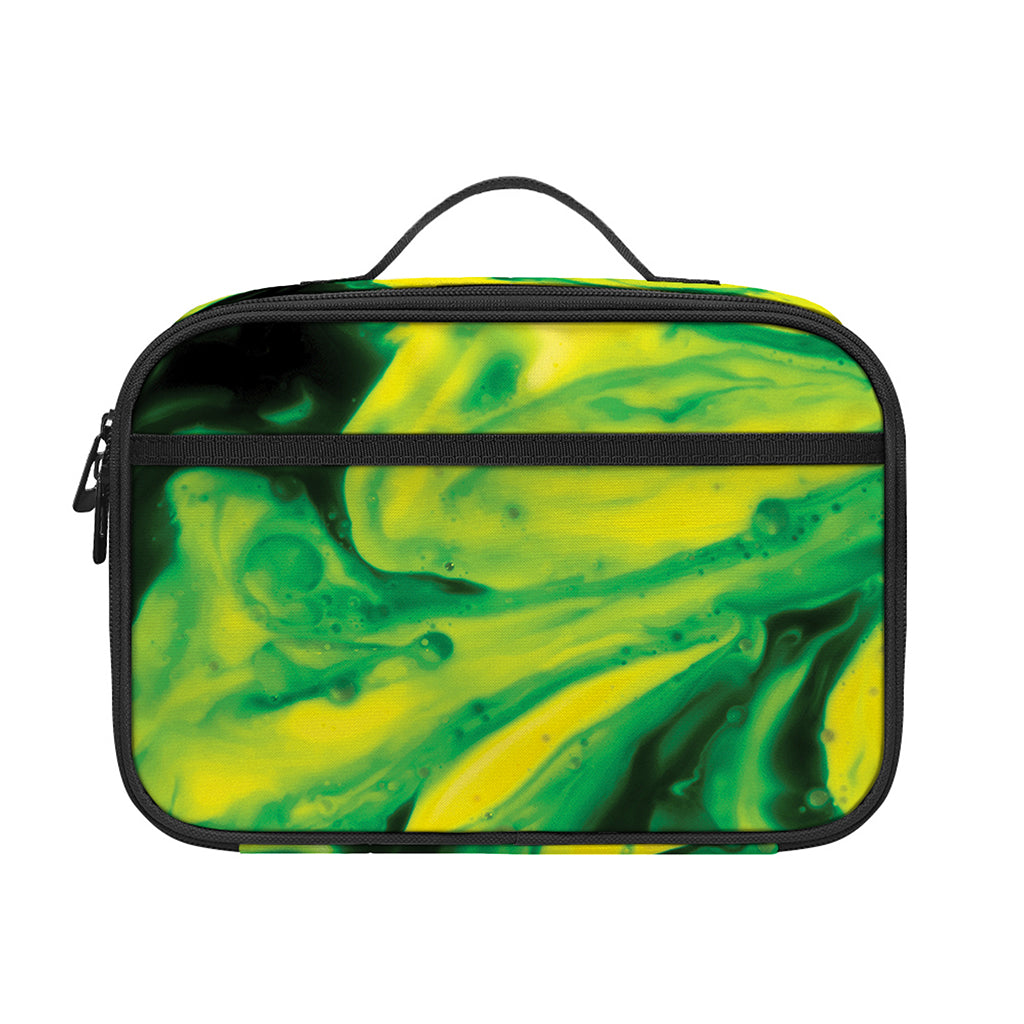 Yellow And Green Acid Melt Print Portable Lunch Bag