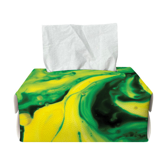 Yellow And Green Acid Melt Print Rectangle Tissue Box Cover