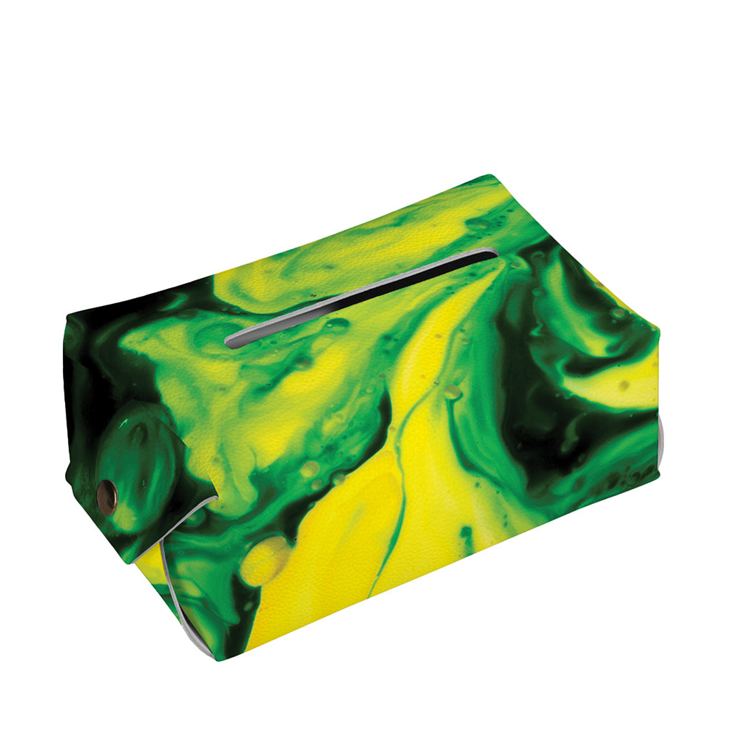 Yellow And Green Acid Melt Print Rectangle Tissue Box Cover