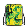 Yellow And Green Acid Melt Print Rectangular Crossbody Bag