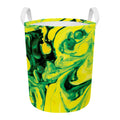 Yellow And Green Acid Melt Print Round Laundry Basket