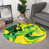 Yellow And Green Acid Melt Print Round Rug