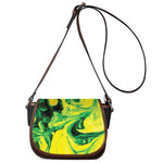 Yellow And Green Acid Melt Print Saddle Bag