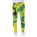 Yellow And Green Acid Melt Print Scuba Joggers